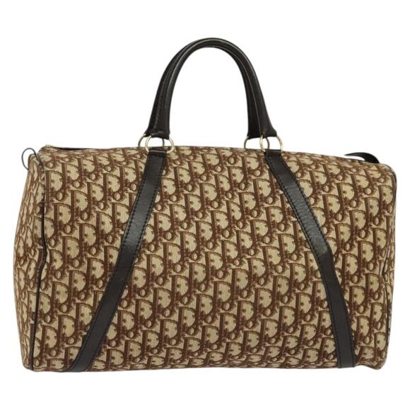 DIOR Trotter Canvas Boston Bag Brown Gold - Picture 1 of 12
